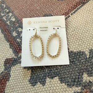 Kendra Scott Elle Open Frame Earring Gold Metal White CZ